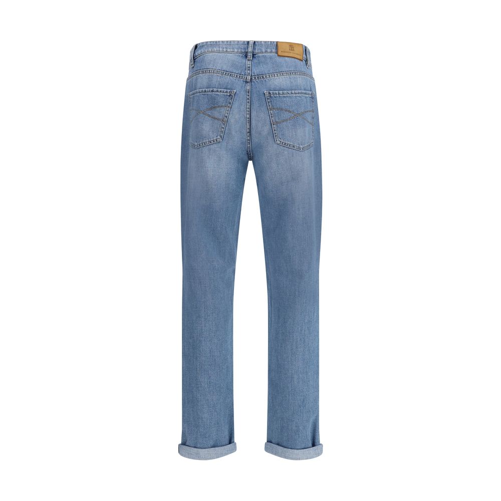 Brunello Cucinelli Blaue Jeans aus Baumwolle im geraden Schnitt