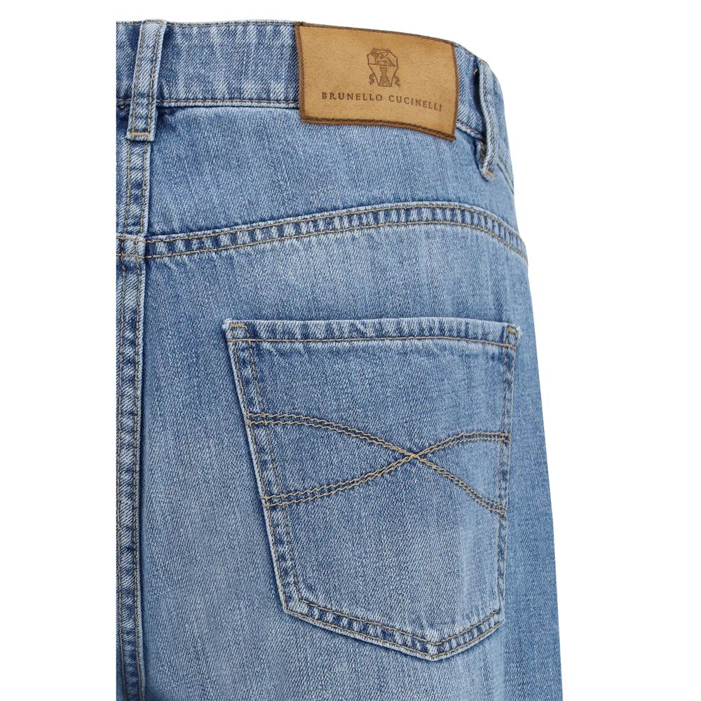 Brunello Cucinelli Blaue Jeans aus Baumwolle im geraden Schnitt