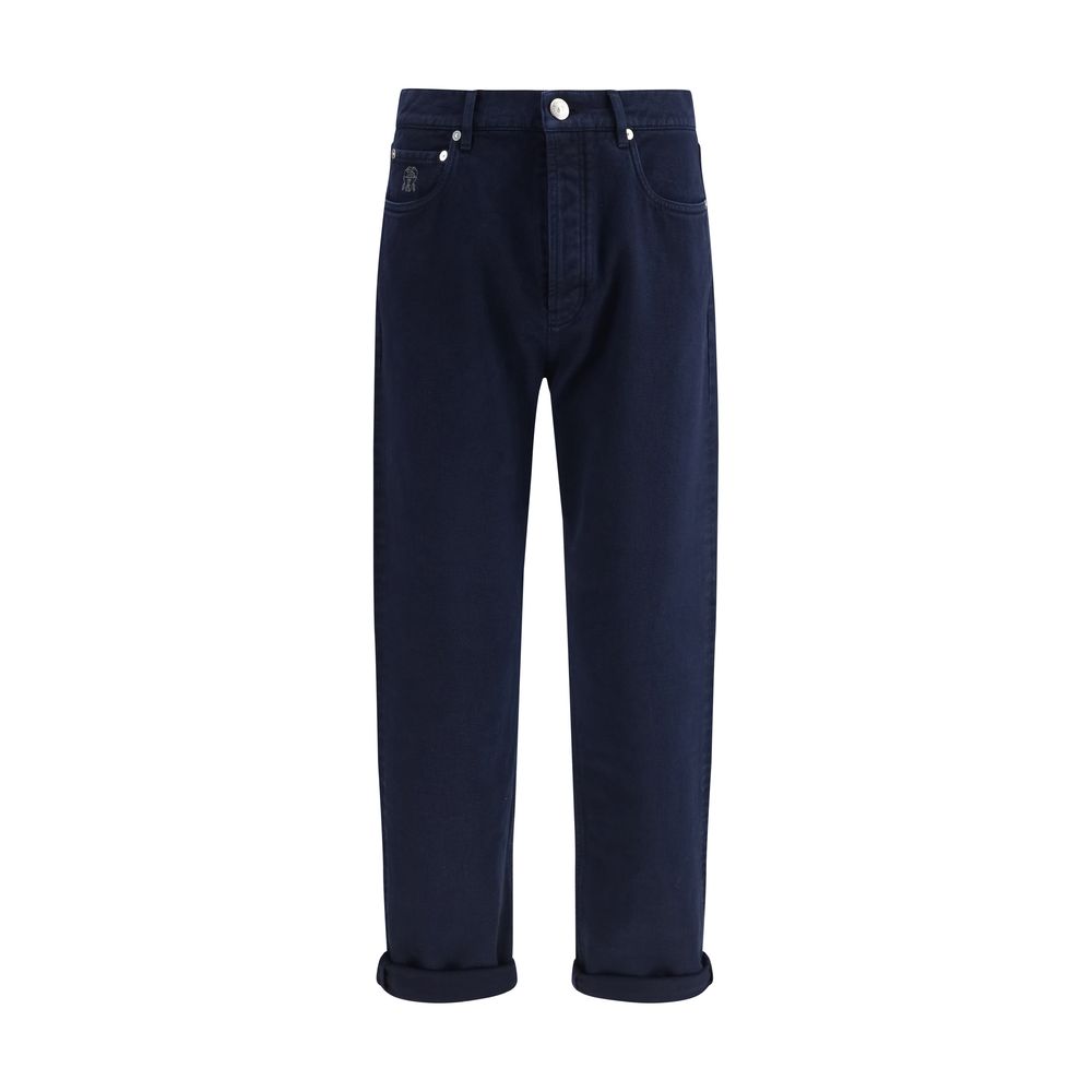 Brunello Cucinelli Blaue Jeans aus Baumwolle im geraden Schnitt