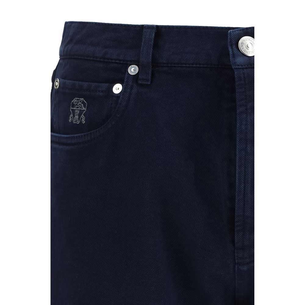 Brunello Cucinelli Blaue Jeans aus Baumwolle im geraden Schnitt