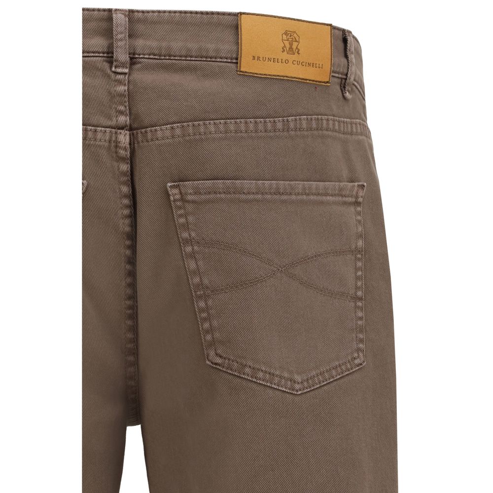 Brunello Cucinelli Relaxed Fit Brown Cotton Jeans