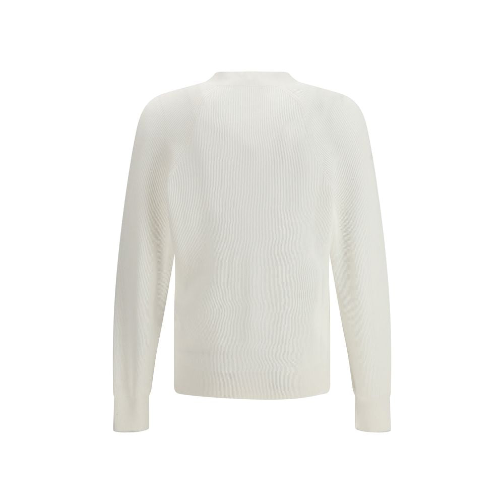 Brunello Cucinelli White Cotton Knit Cardigan