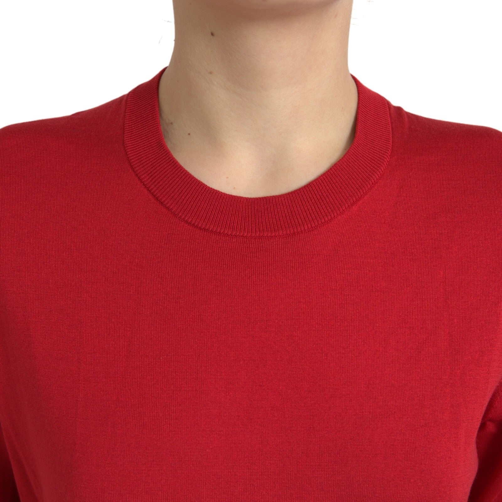 Dolce & Gabbana Rotes Seiden-T-Shirt mit Rundhalsausschnitt und kurzen Ärmeln