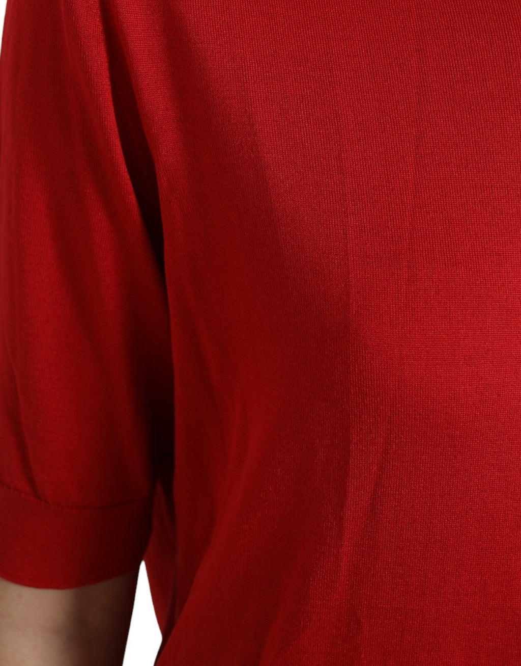 Dolce & Gabbana Rotes Seiden-T-Shirt mit Rundhalsausschnitt und kurzen Ärmeln