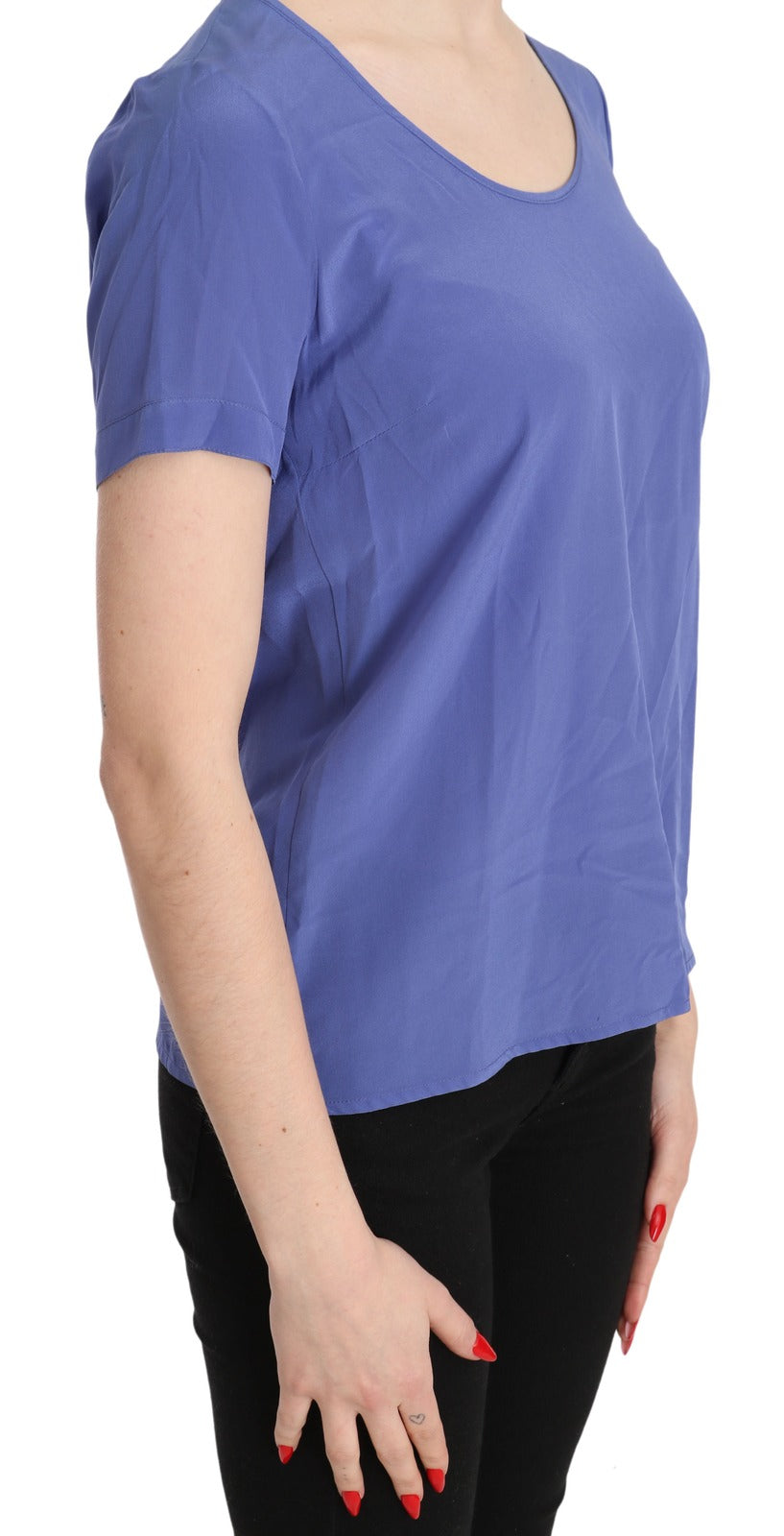 Patrizia Pepe Silk Blouse with Short Sleeves in Purple