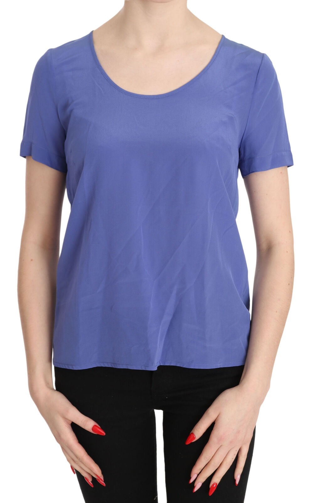 Patrizia Pepe Silk Blouse with Short Sleeves in Purple