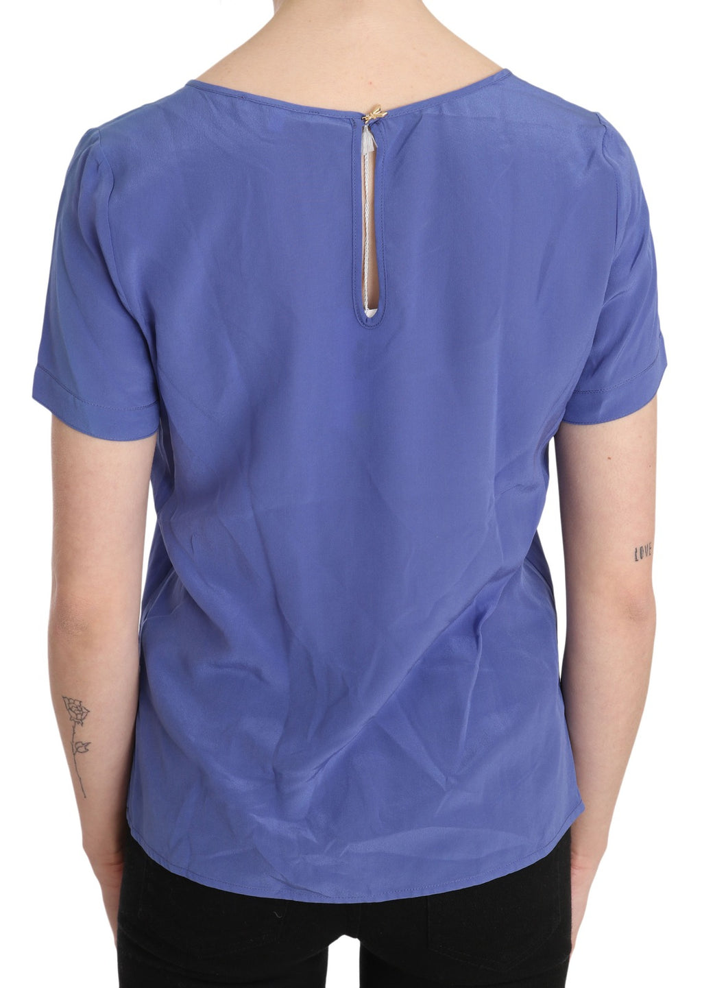 Patrizia Pepe Silk Blouse with Short Sleeves in Purple