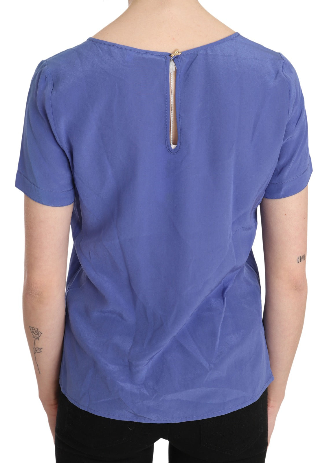Patrizia Pepe Silk Blouse with Short Sleeves in Purple
