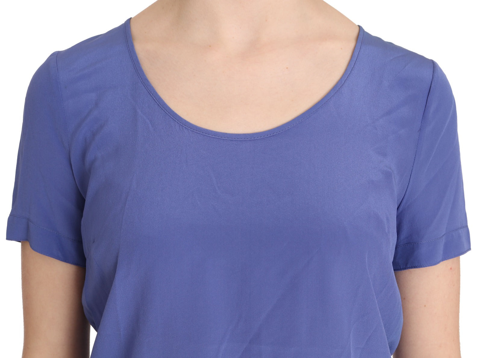 Patrizia Pepe Silk Blouse with Short Sleeves in Purple