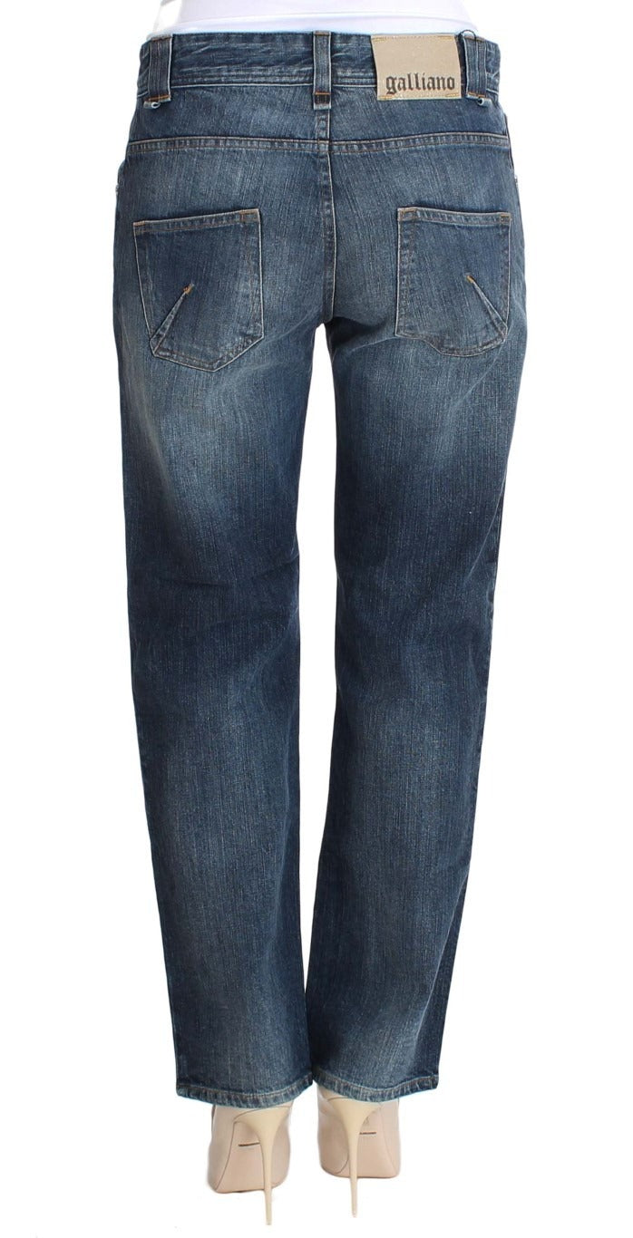 John Galliano Jeans aus Baumwoll-Stretch-Denim im Relaxed Fit mit Blaue Waschung