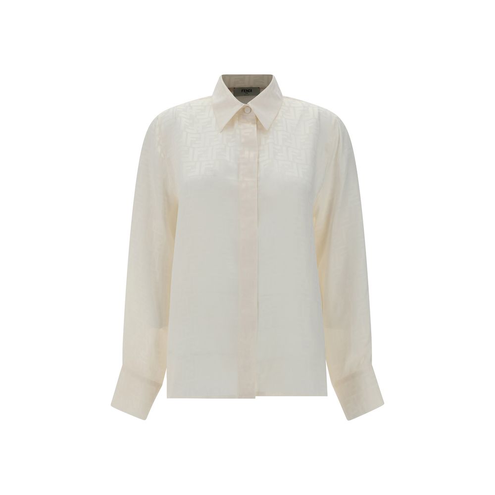 Fendi White Patterned Silk Shirt
