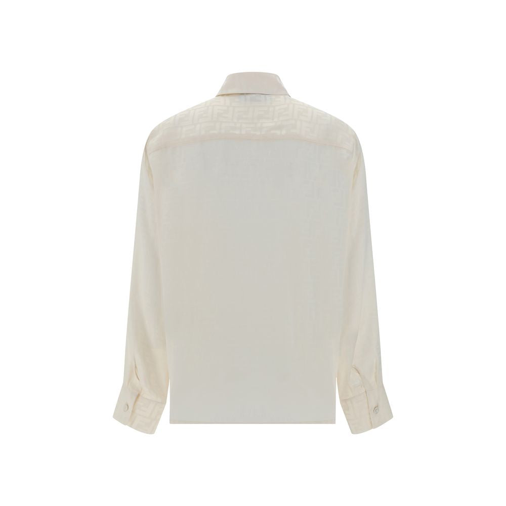 Fendi White Patterned Silk Shirt