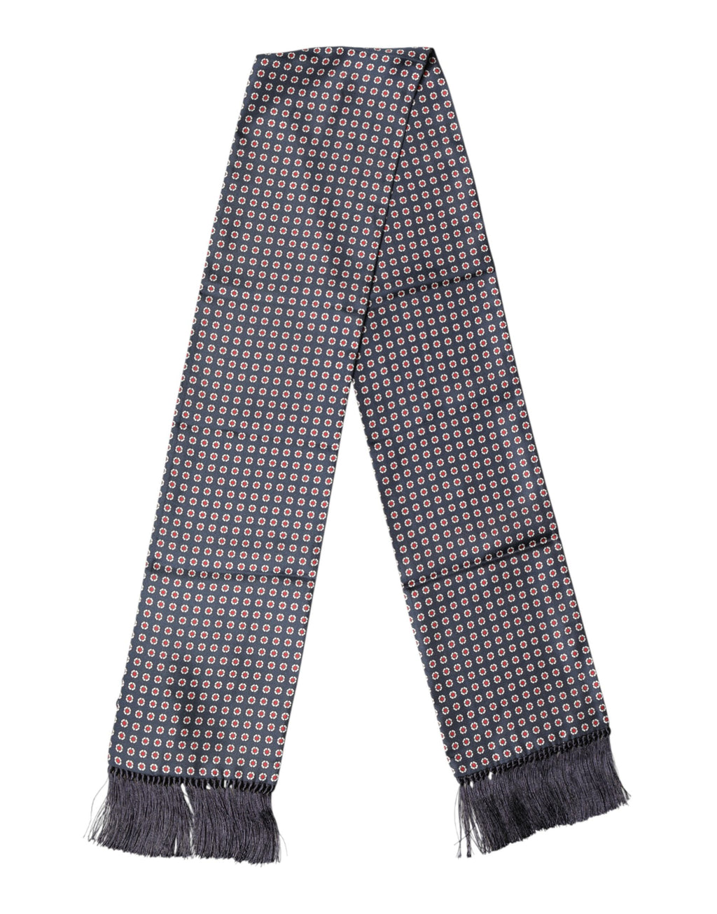 Dolce & Gabbana Schwarzer Foulard-Schal mit Fransen und Muster