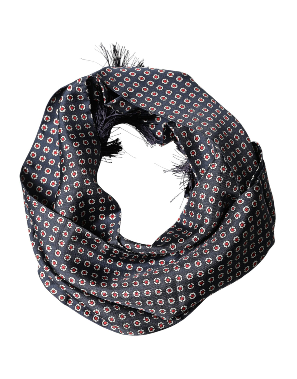 Dolce & Gabbana Schwarzer Foulard-Schal mit Fransen und Muster