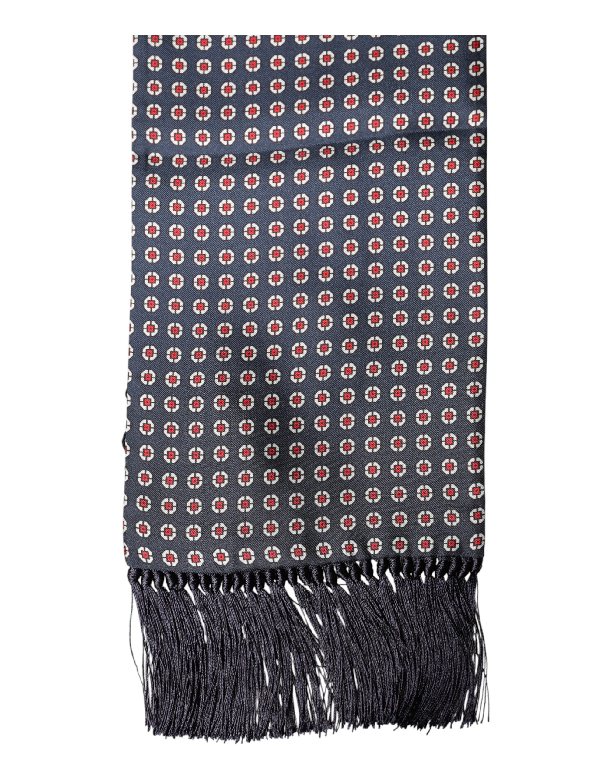 Dolce & Gabbana Schwarzer Foulard-Schal mit Fransen und Muster
