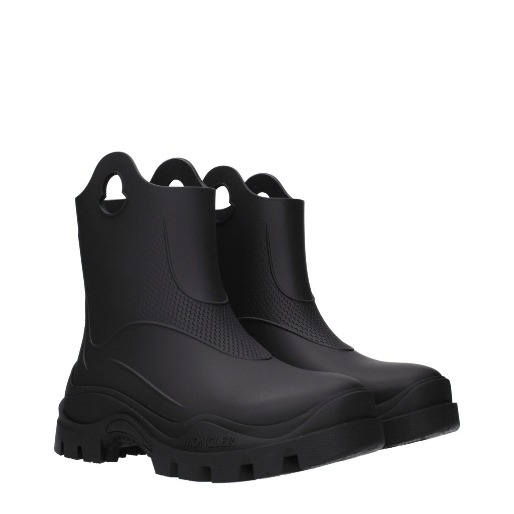 Moncler Schwarze Ankle Boots aus Baumwolle