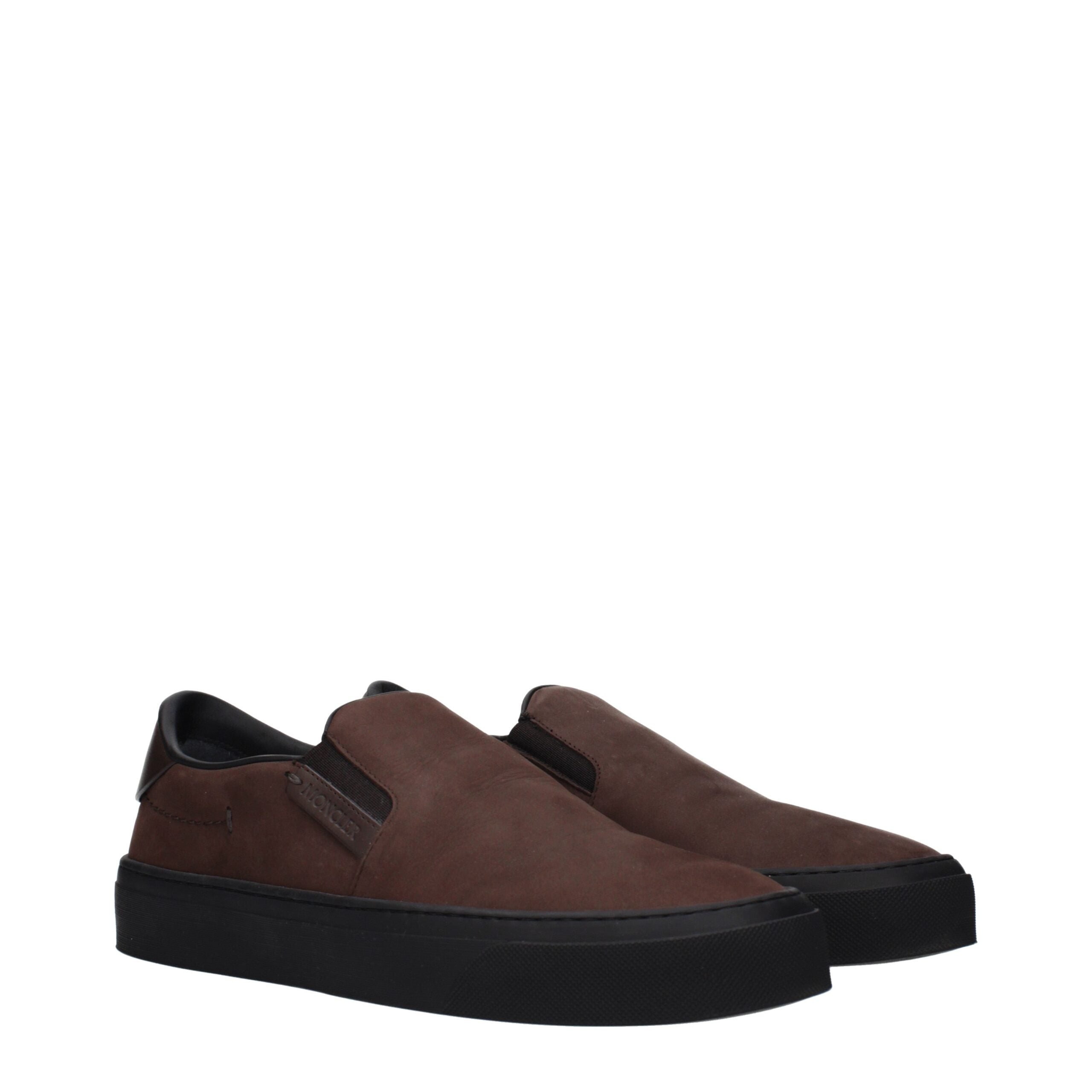Moncler Braune Loafer aus Leder zum Hineinschlüpfen