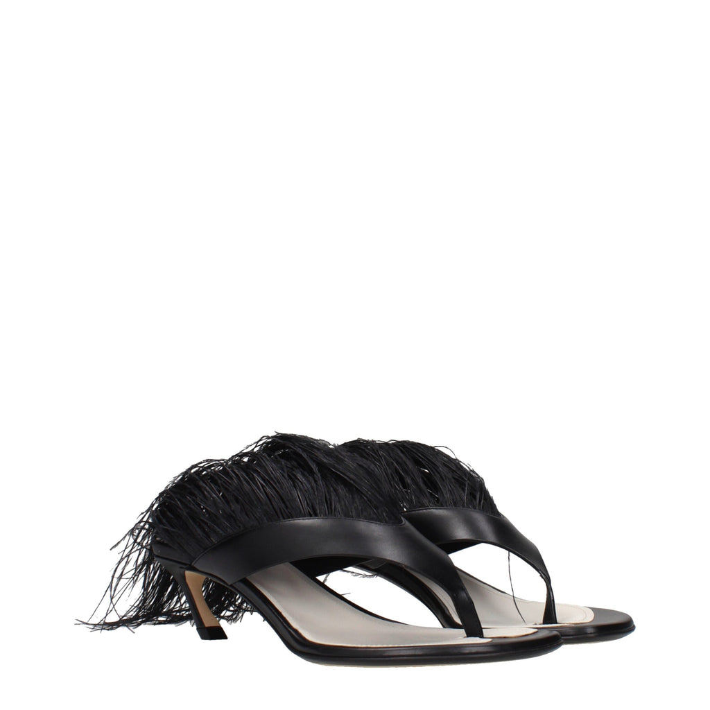 Lanvin Schwarze Leder-Flip-Flop-Sandalen