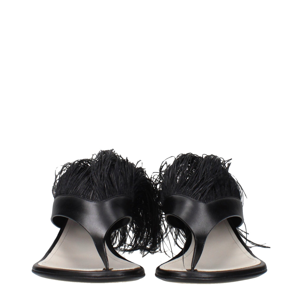 Lanvin Schwarze Leder-Flip-Flop-Sandalen