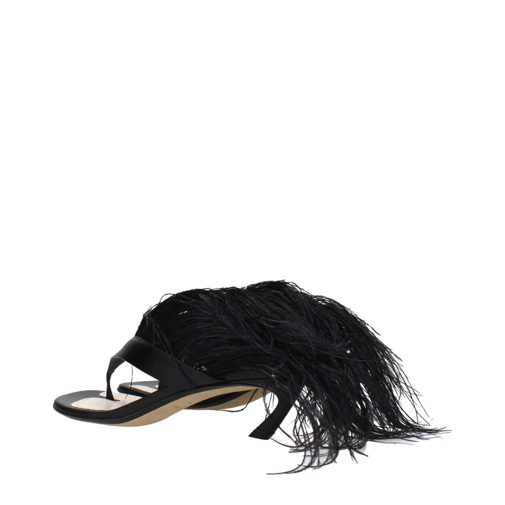 Lanvin Schwarze Leder-Flip-Flop-Sandalen
