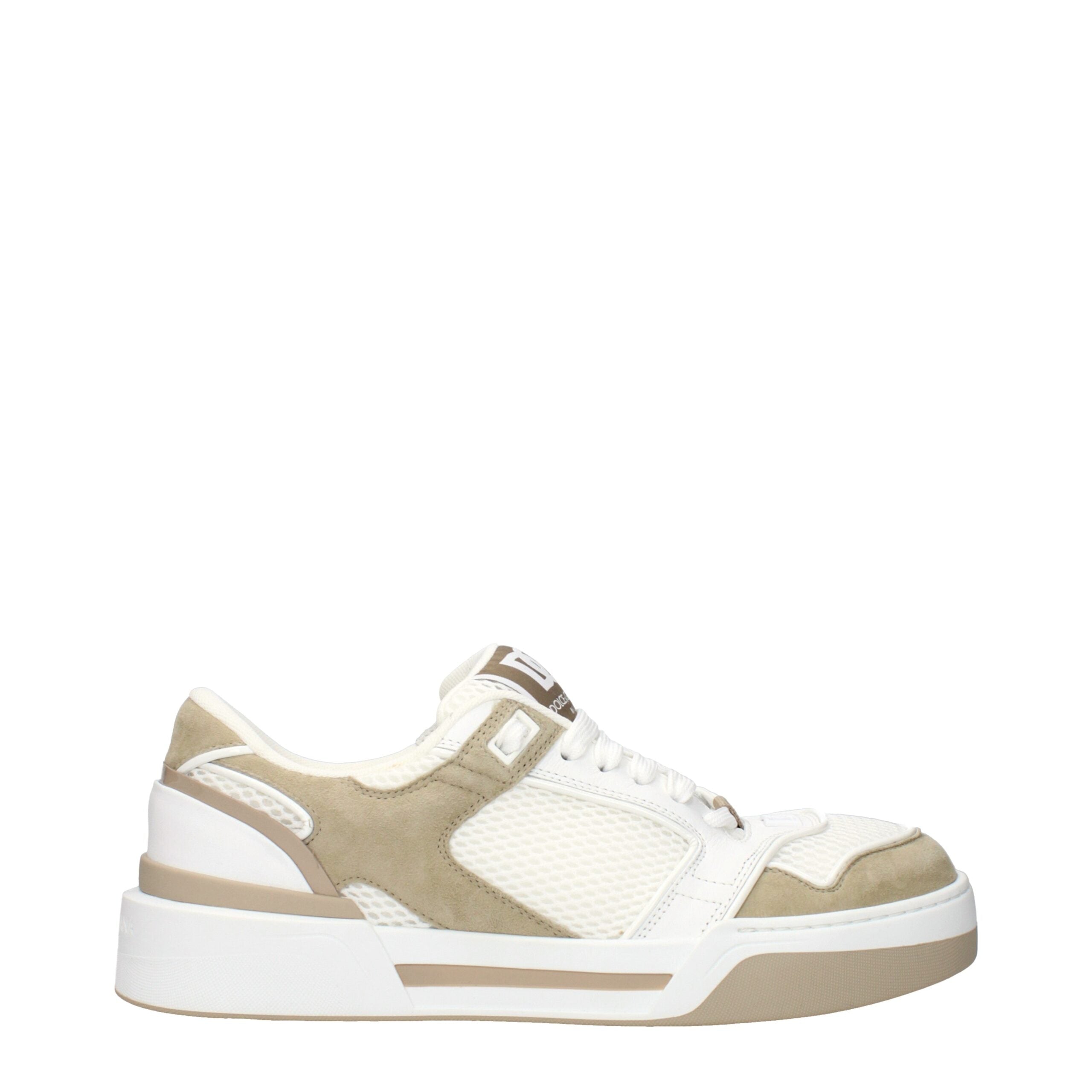 Dolce & Gabbana Weiße Stoff-Sneaker mit niedrigem Schaft