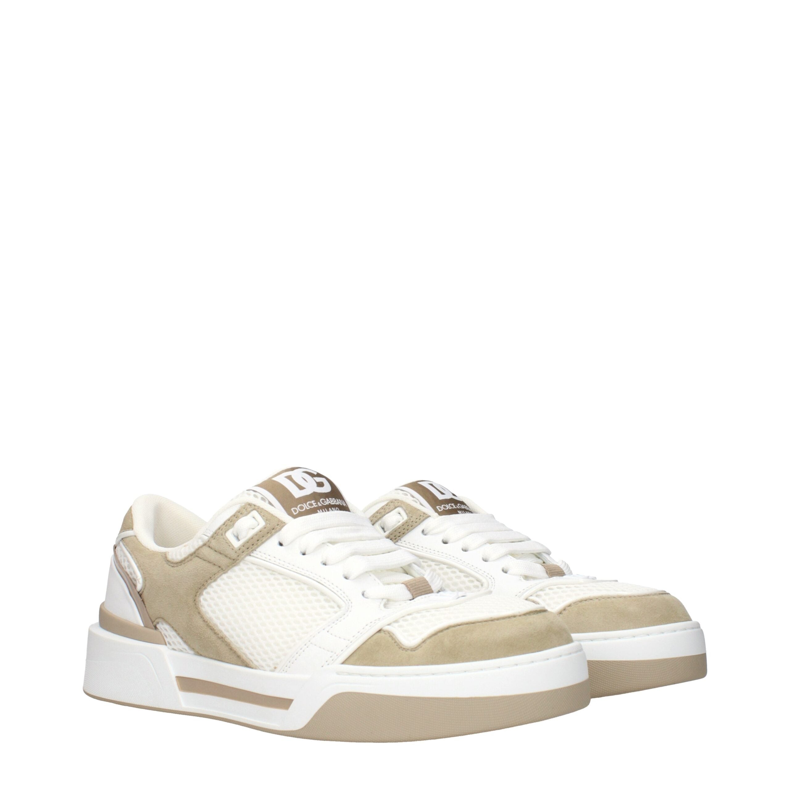 Dolce & Gabbana Weiße Stoff-Sneaker mit niedrigem Schaft