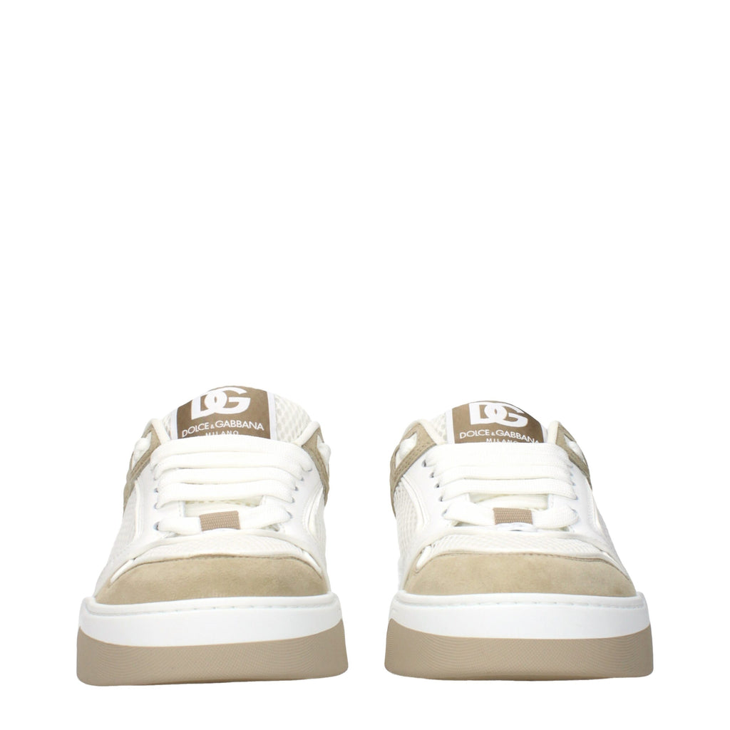 Dolce & Gabbana Weiße Stoff-Sneaker mit niedrigem Schaft