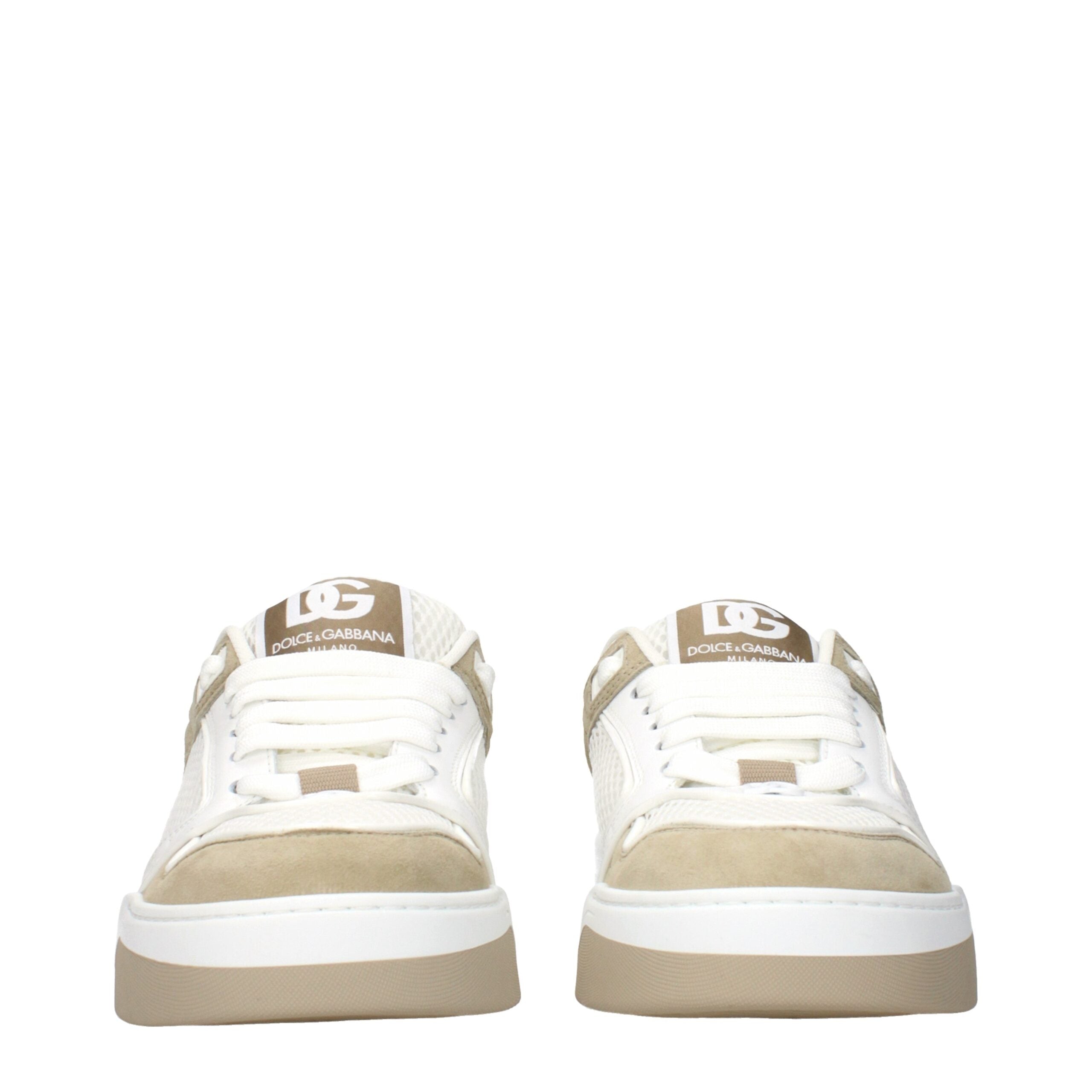 Dolce & Gabbana Weiße Stoff-Sneaker mit niedrigem Schaft