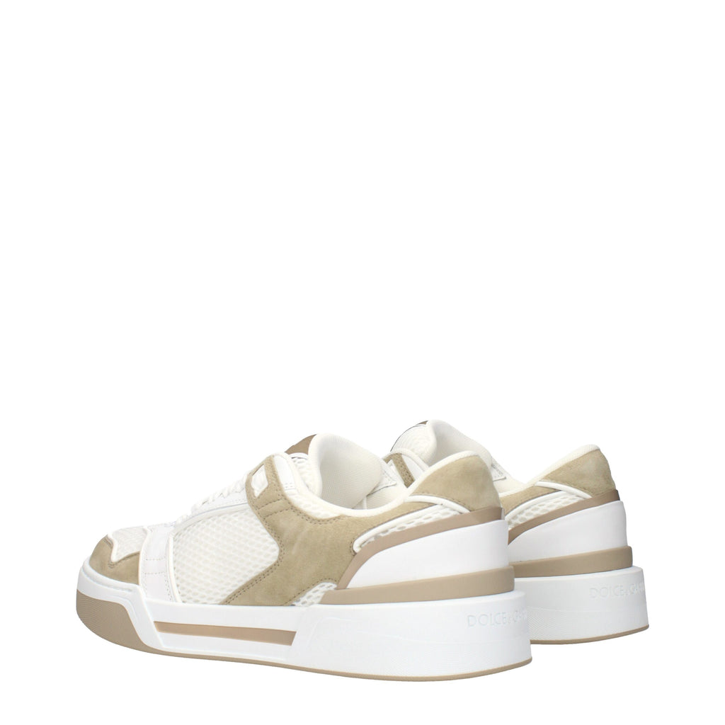 Dolce & Gabbana Weiße Stoff-Sneaker mit niedrigem Schaft