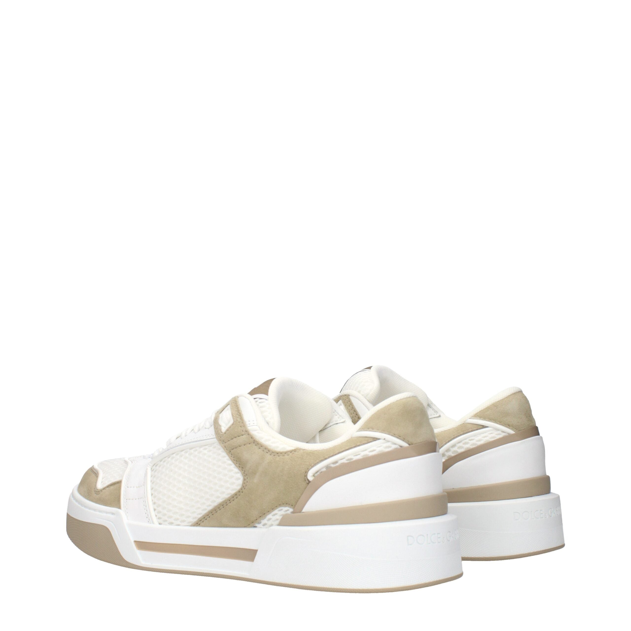 Dolce & Gabbana Weiße Stoff-Sneaker mit niedrigem Schaft