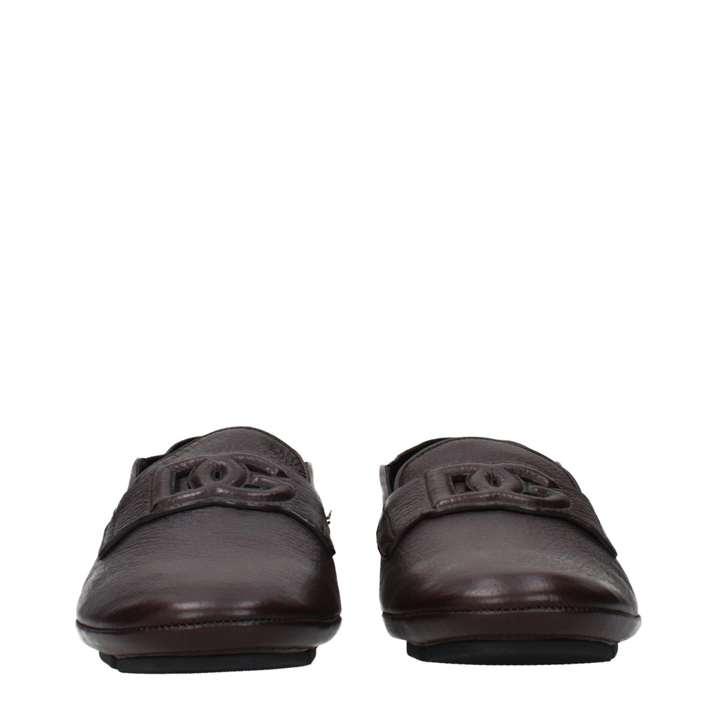 Dolce & Gabbana Braune Loafer aus Leder zum Hineinschlüpfen