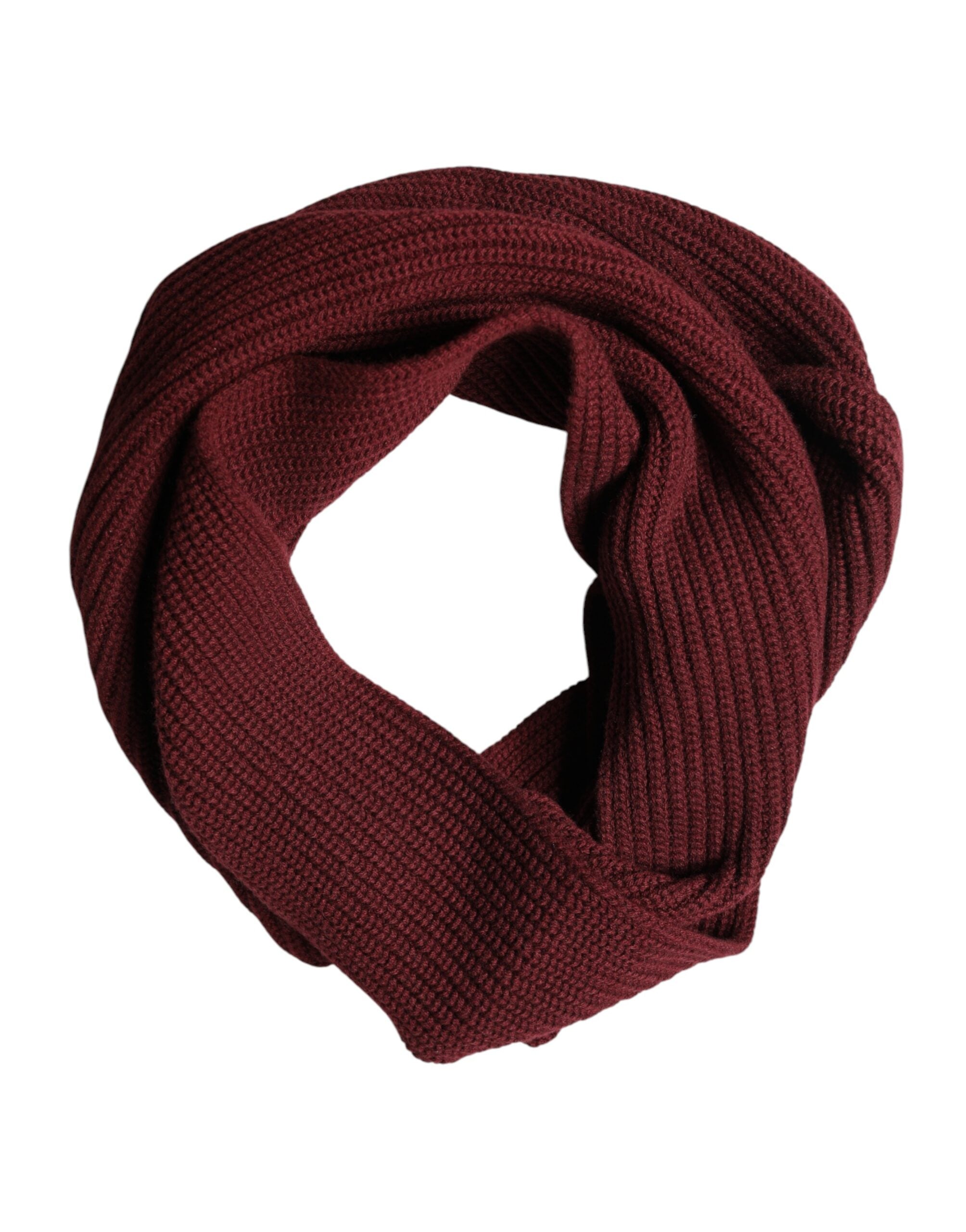 Dolce & Gabbana Maroon Kaschmir Strick-Nackenwärmer Schal