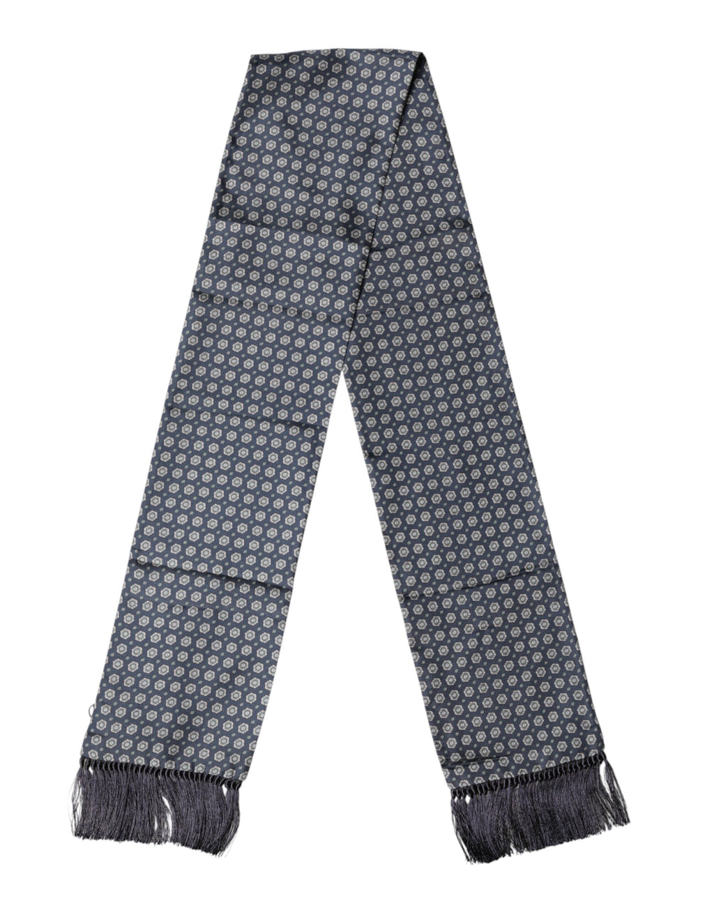 Dolce & Gabbana Blaues Foulard mit Fransen und Muster