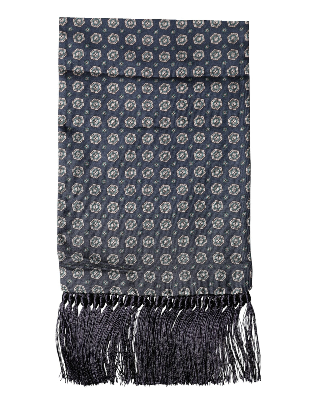 Dolce & Gabbana Blaues Foulard mit Fransen und Muster