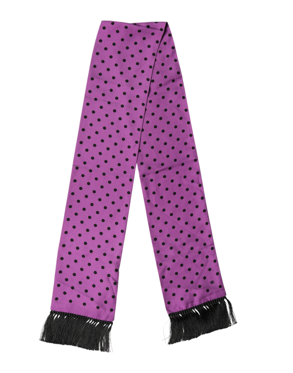 Dolce & Gabbana Violet Polka Dot Fringe Neck Foulard Scarf