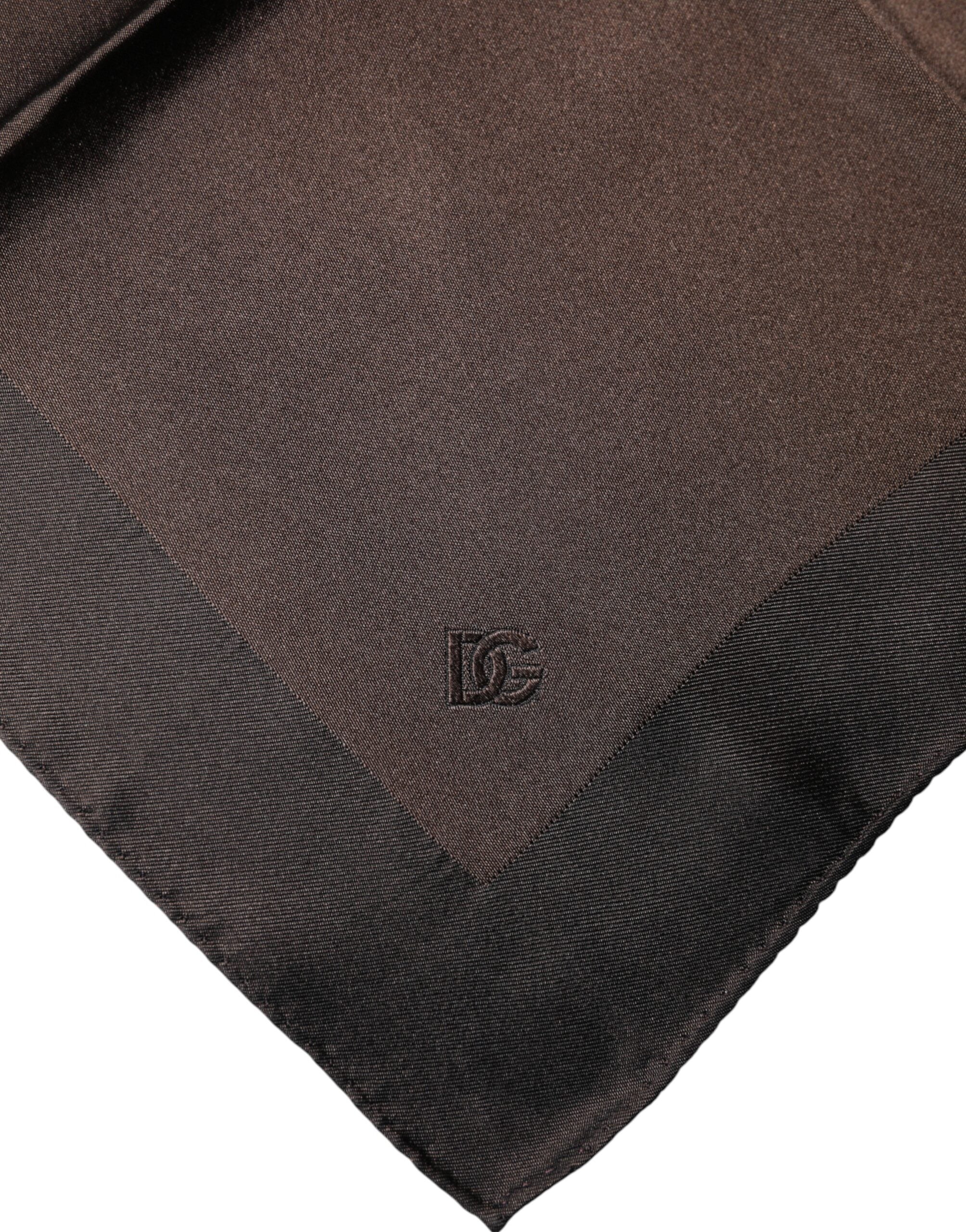 Dolce & Gabbana Braunes Seiden-Halstuch mit Logo-Print