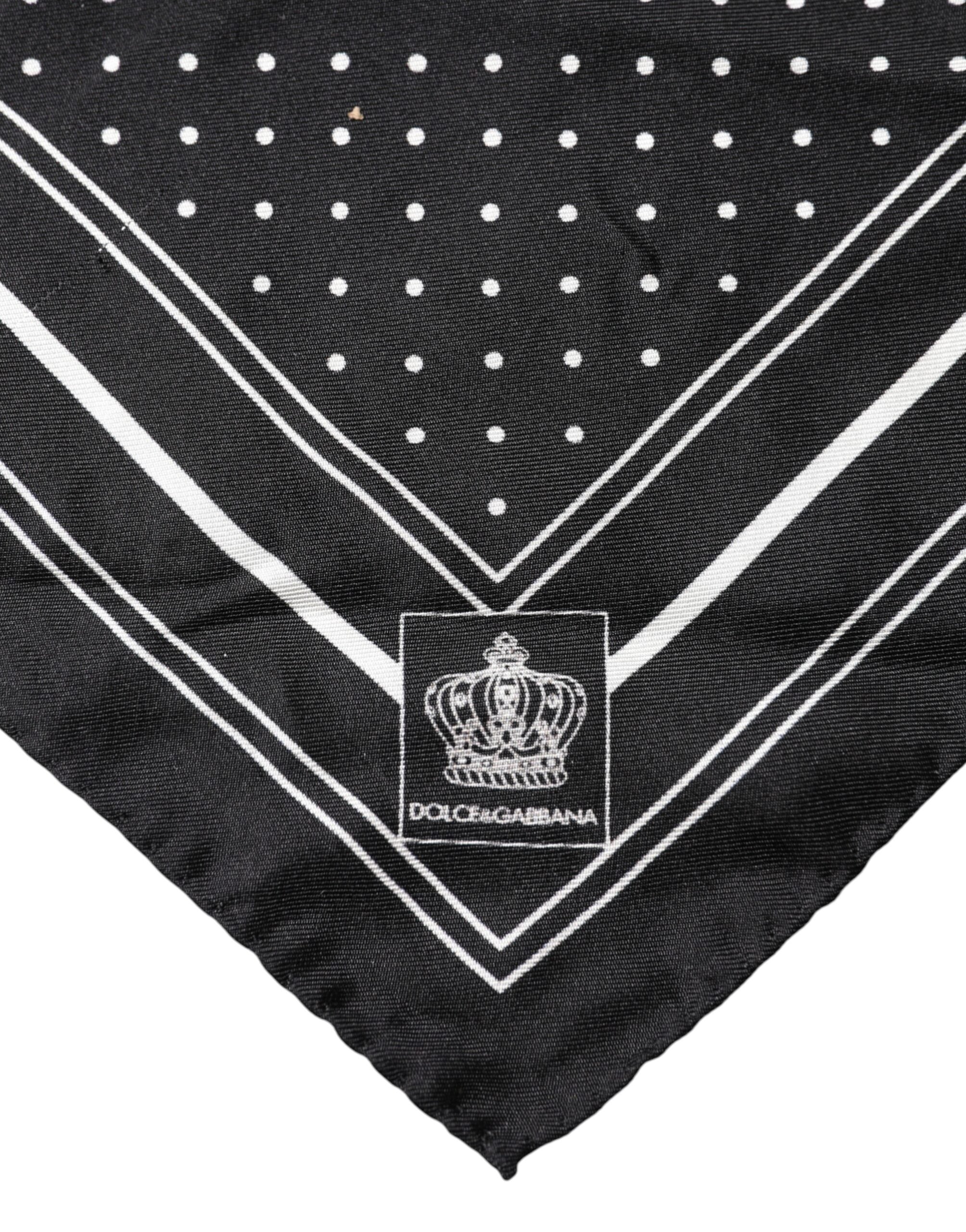 Dolce & Gabbana Schwarzer Herren-Einstecktuch mit Polka Dots