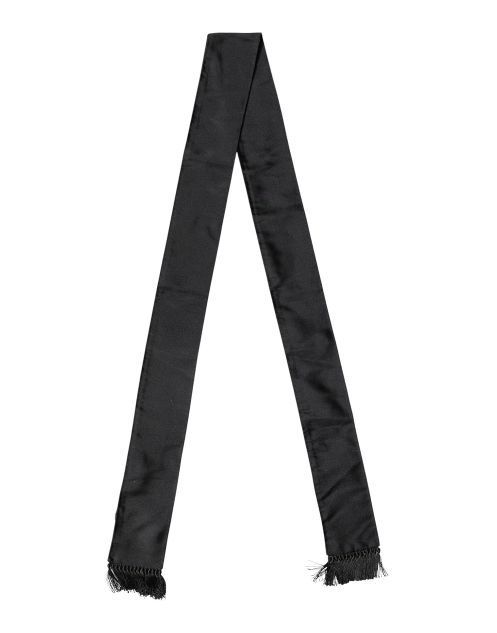 Dolce & Gabbana Black Silk Fringed Scarf
