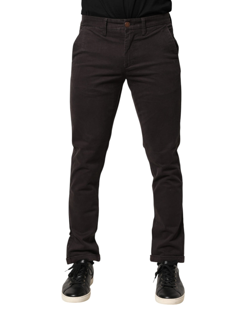 Sun68 Dunkelbraune Baumwoll Stretch Skinny Mid Waist Herren Hose
