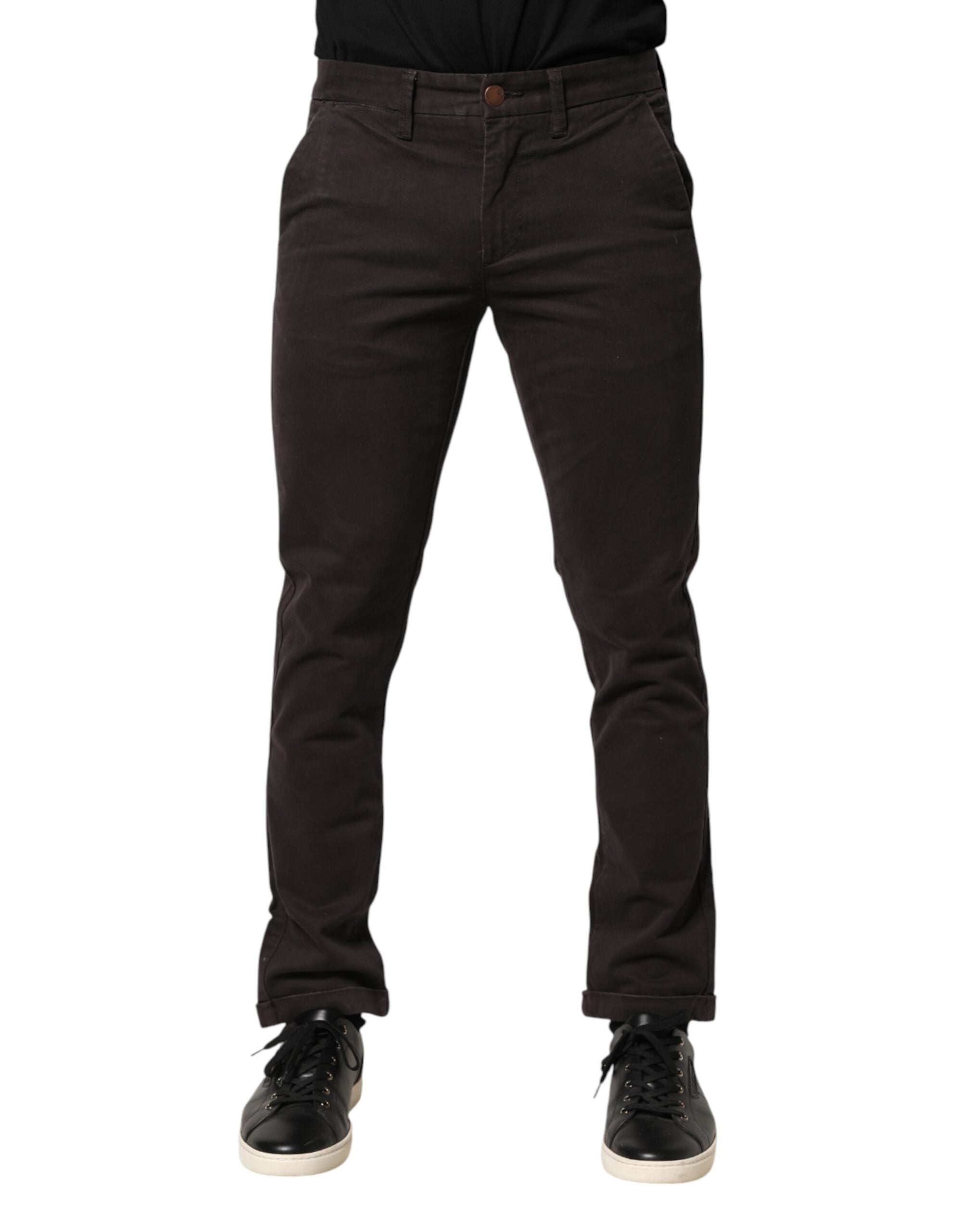 Sun68 Dunkelbraune Baumwoll Stretch Skinny Mid Waist Herren Hose
