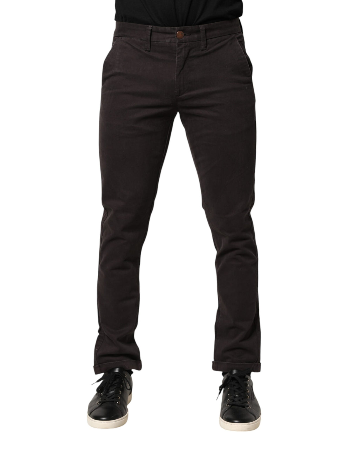 Sun68 Dunkelbraune Baumwoll Stretch Skinny Mid Waist Herren Hose