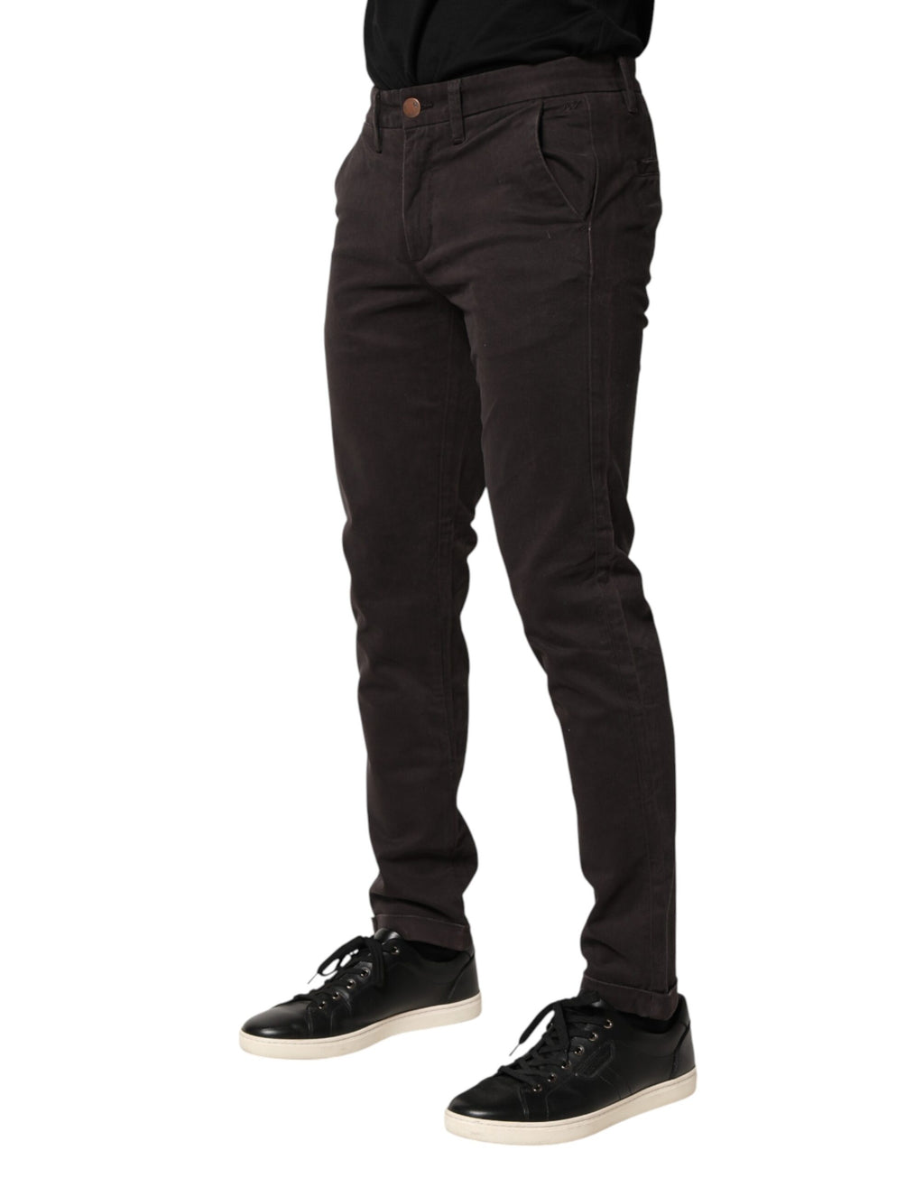 Sun68 Dunkelbraune Baumwoll Stretch Skinny Mid Waist Herren Hose
