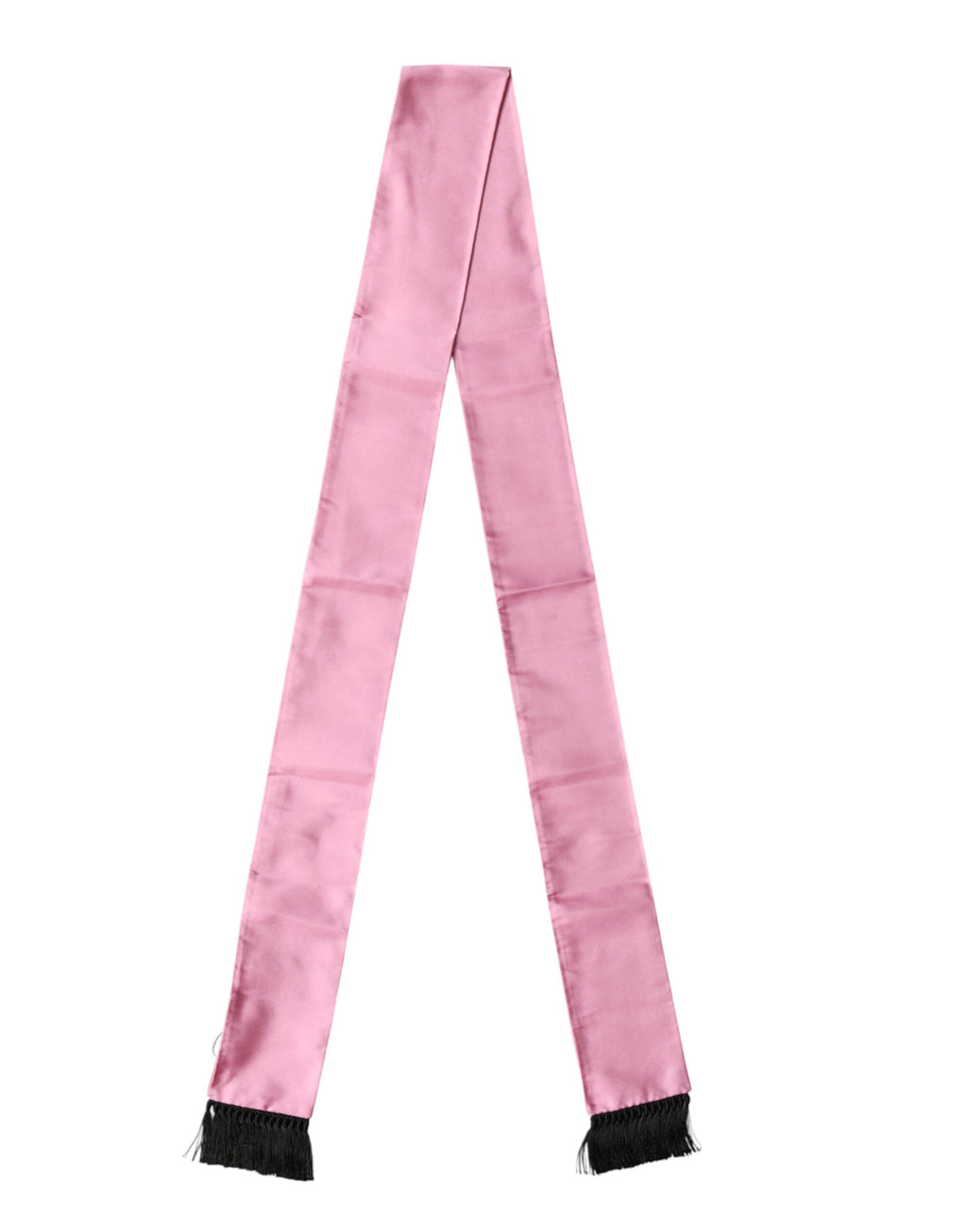 Dolce & Gabbana Pink Silk Fringed Neck Wrap Foulard Scarf