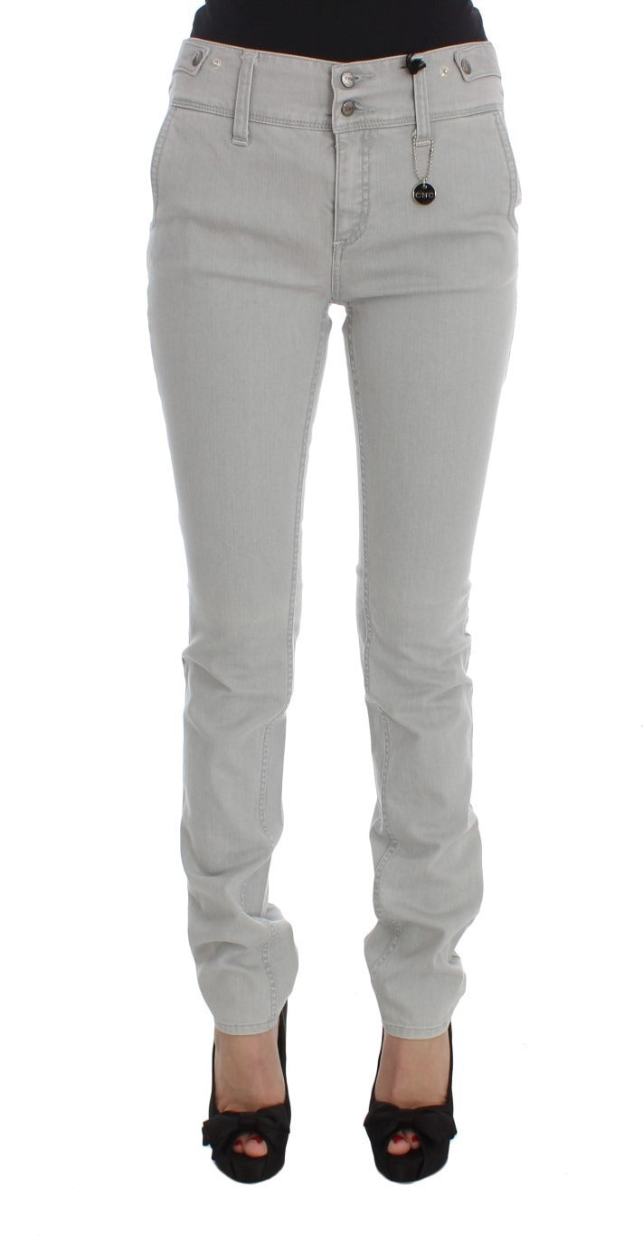 Costume National Grey Cotton Blend Jeans, Super Slim Fit