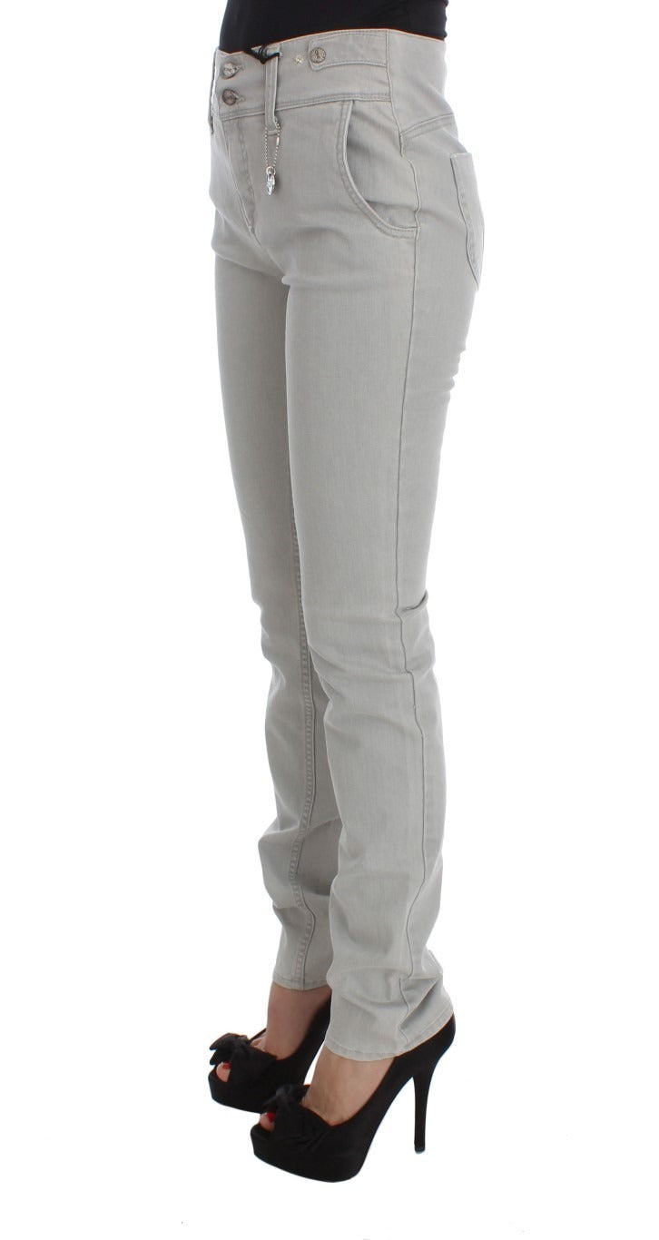 Costume National Grey Cotton Blend Jeans, Super Slim Fit