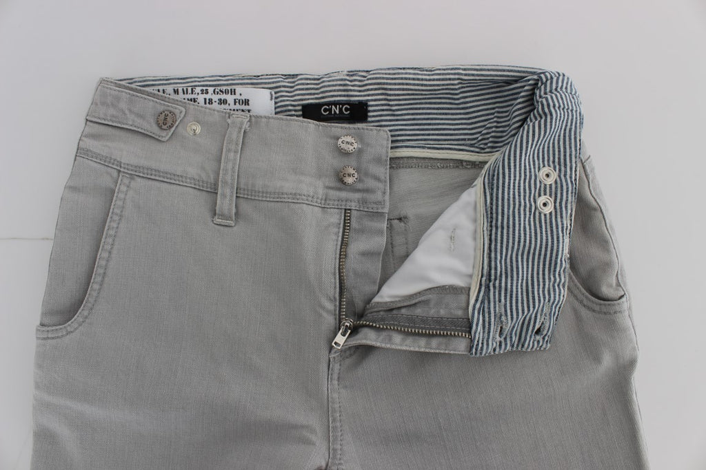 Costume National Grey Cotton Blend Jeans, Super Slim Fit