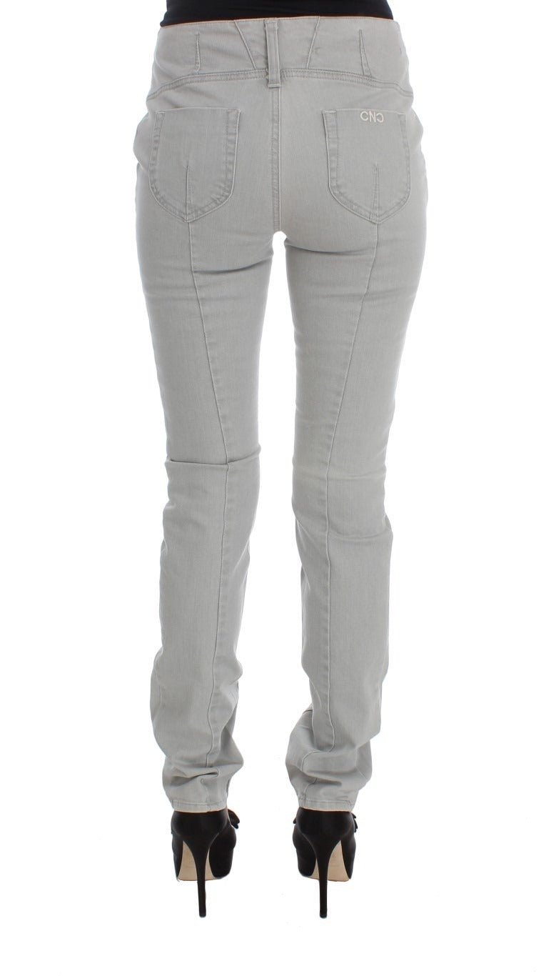 Costume National Grey Cotton Blend Jeans, Super Slim Fit