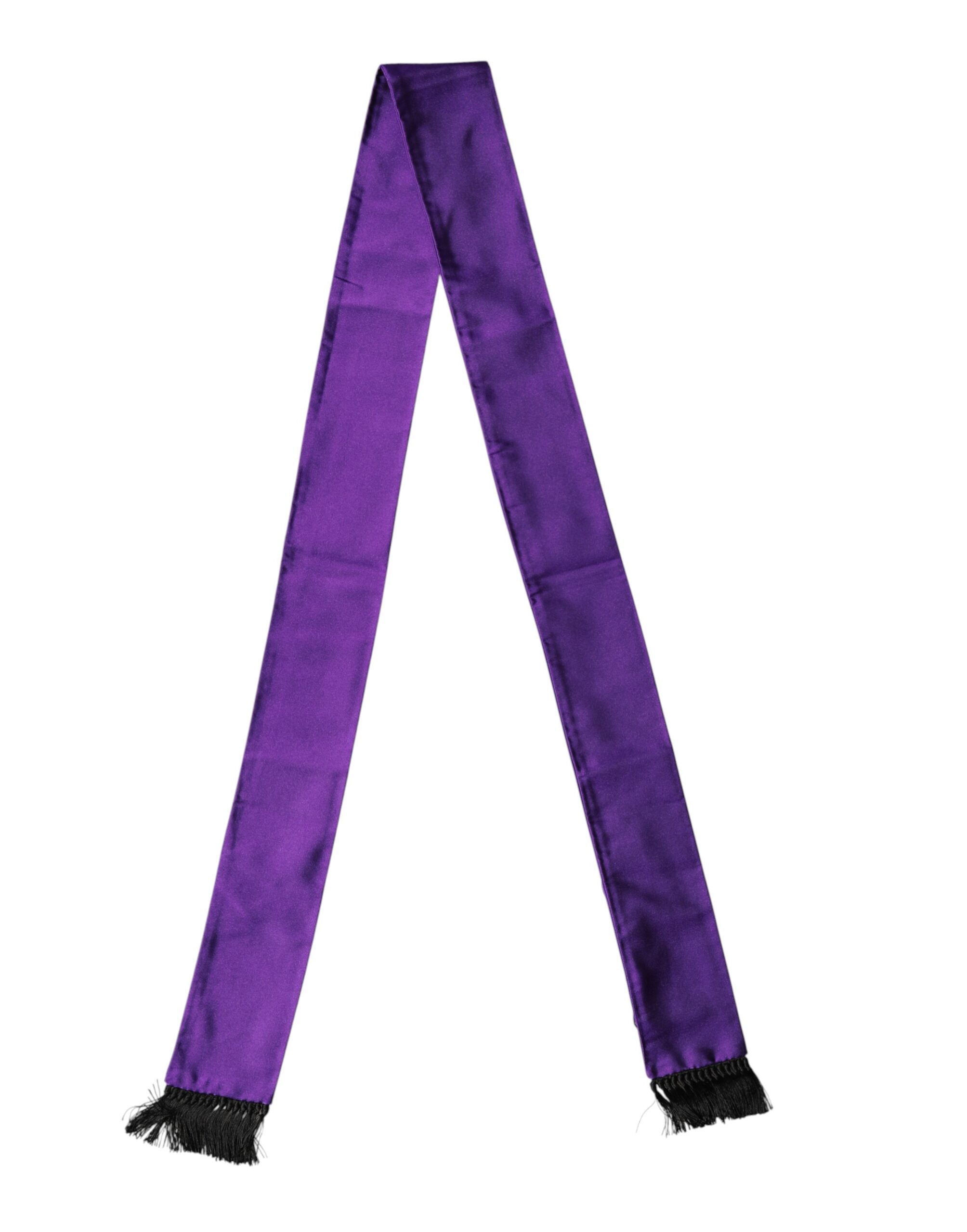Dolce & Gabbana Violet Silk Scarf with Fringes