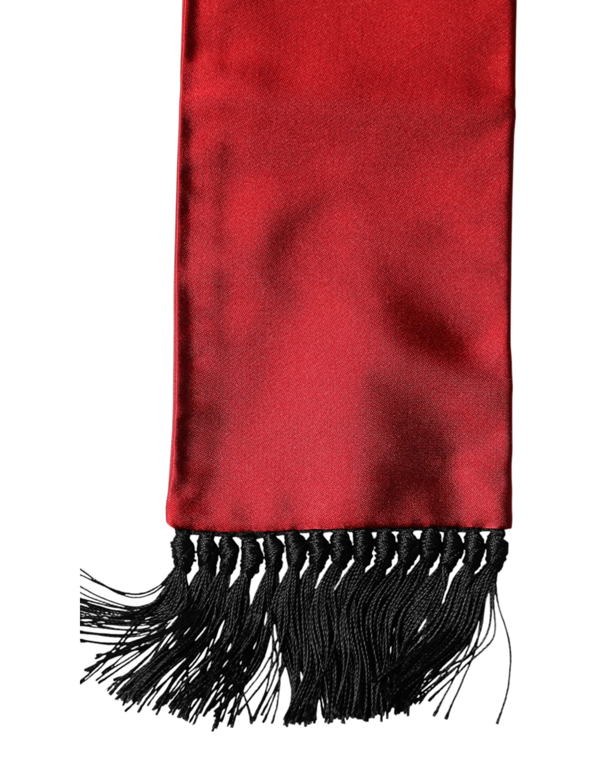 Dolce & Gabbana Red Silk Scarf with Fringes