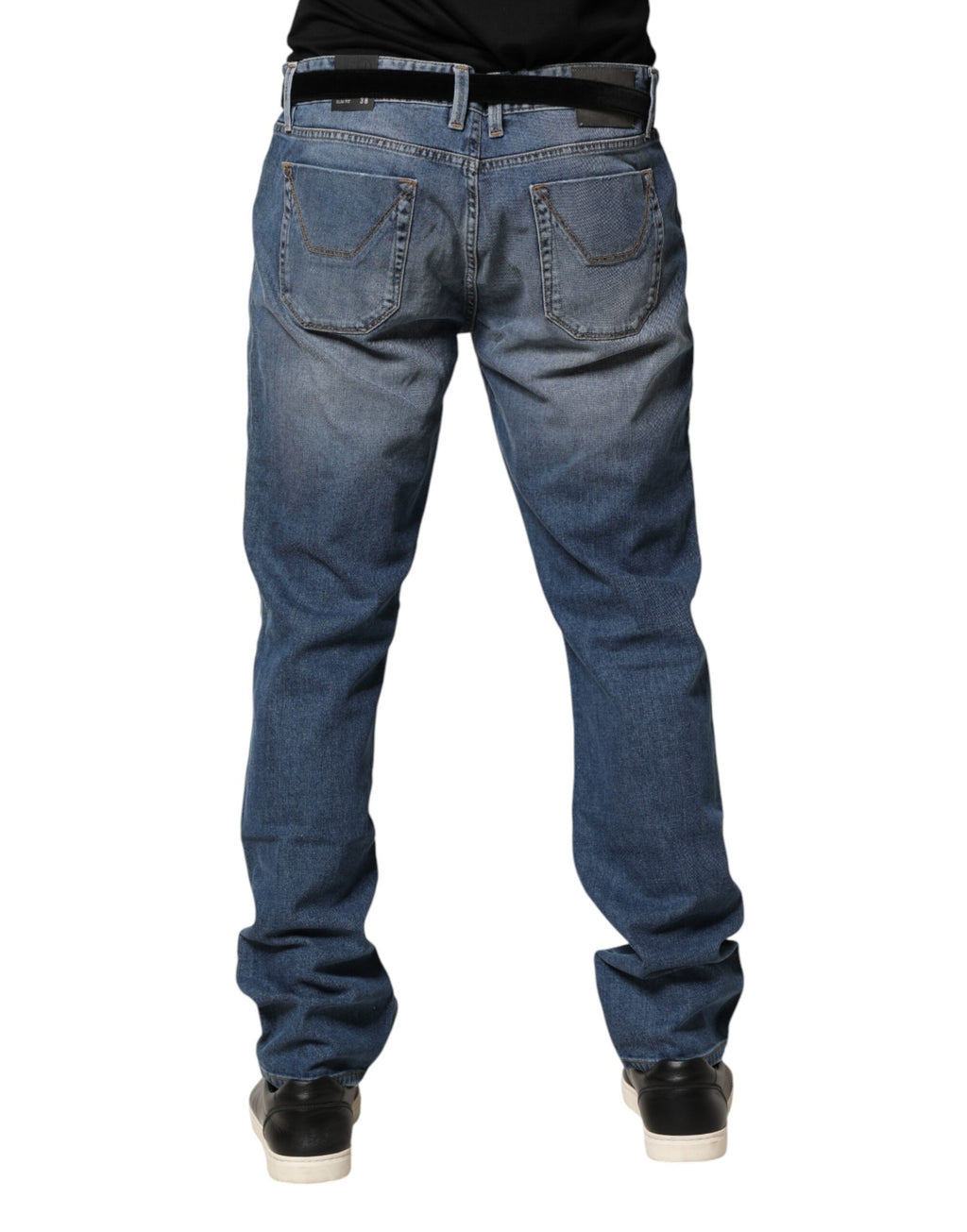 Jeckerson Blaue gewaschene gerade Herren-Jeans mit mittlerer Leibhöhe